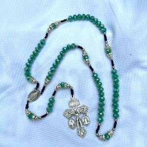 Pardon Crucifix light green Rosary